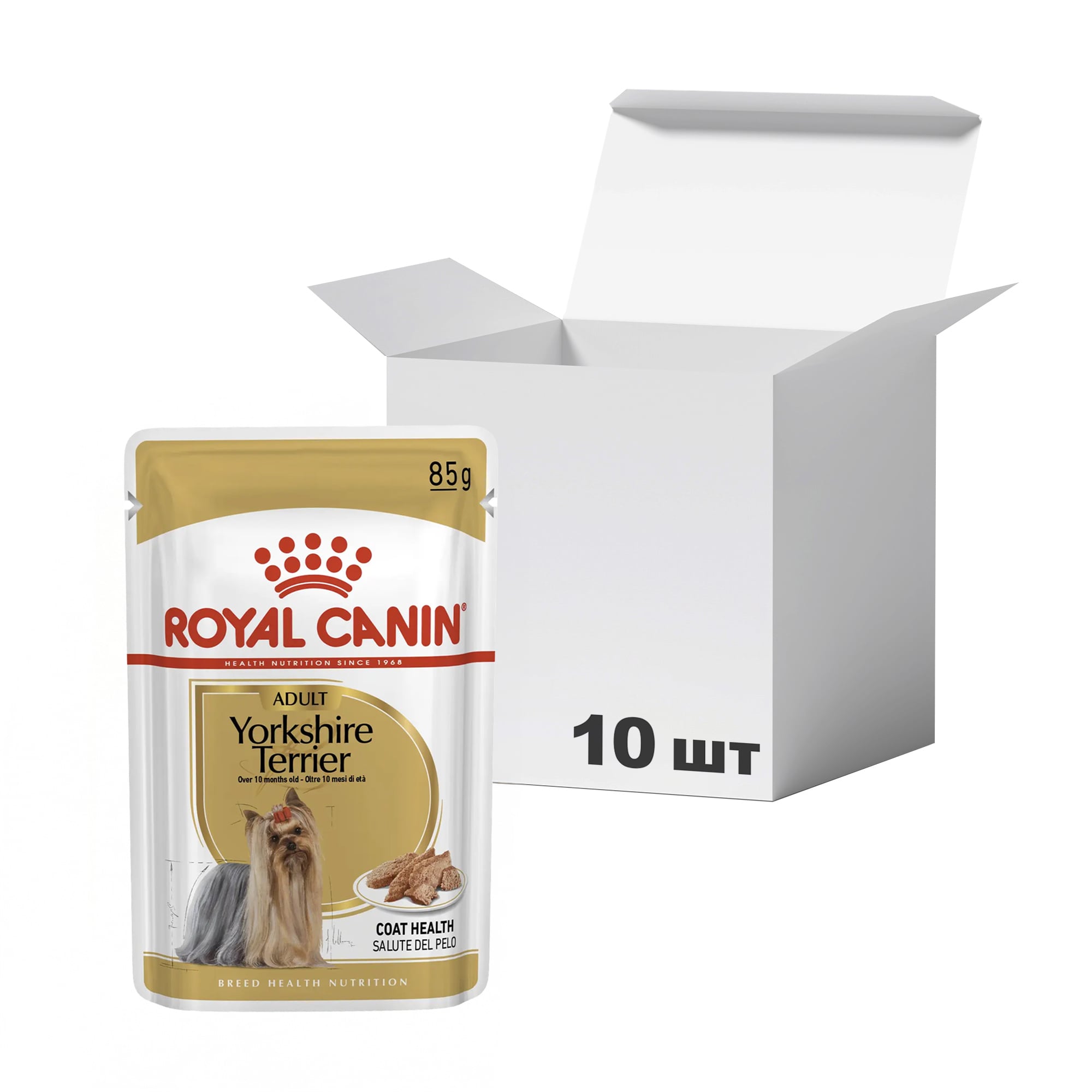 Упаковка вологого корму для собак Royal Canin Yorkshire Adult, 85 г * 10 шт